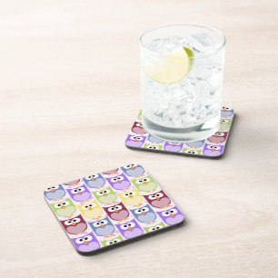 Cute Owls, Owl Pattern, Baby Owls, Colourful Owls Coaster