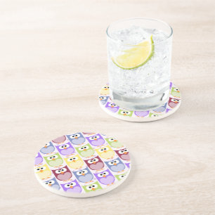 Cute Owls, Owl Pattern, Baby Owls, Colourful Owls Coaster