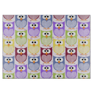 Cute Owls, Owl Pattern, Baby Owls, Colourful Owls Cutting Board