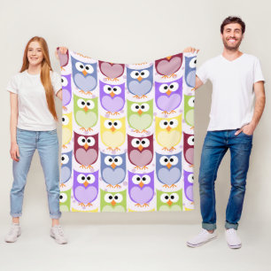 Cute Owls, Owl Pattern, Baby Owls, Colourful Owls Fleece Blanket