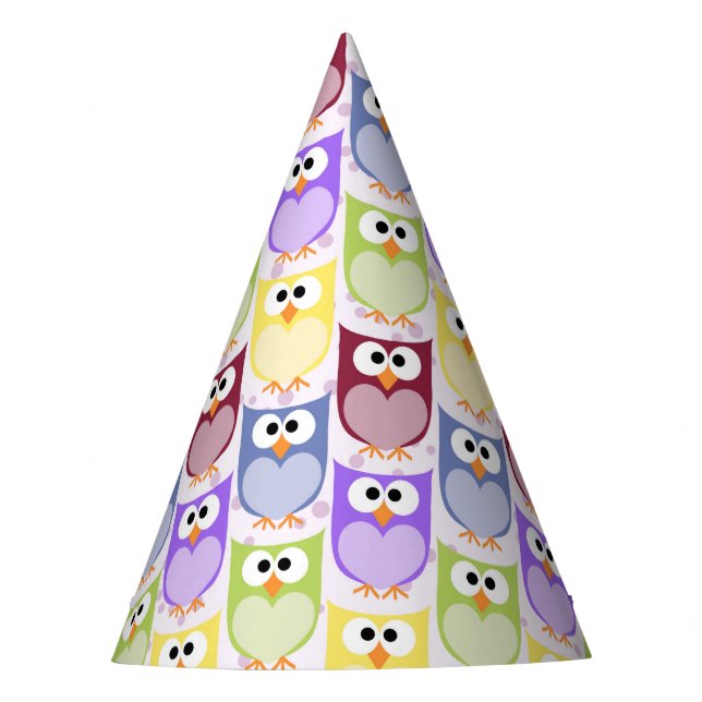 Cute Owls, Owl Pattern, Baby Owls, Colourful Owls Party Hat (Front)
