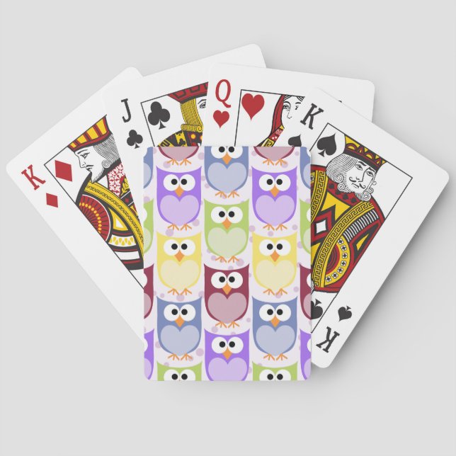 Cute Owls, Owl Pattern, Baby Owls, Colourful Owls Playing Cards (Back)