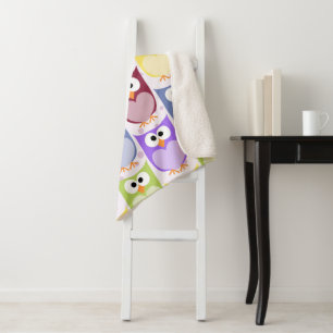 Cute Owls, Owl Pattern, Baby Owls, Colourful Owls Sherpa Blanket