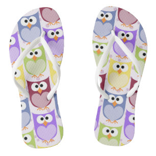 Cute Owls, Owl Pattern, Baby Owls, Colourful Owls Thongs