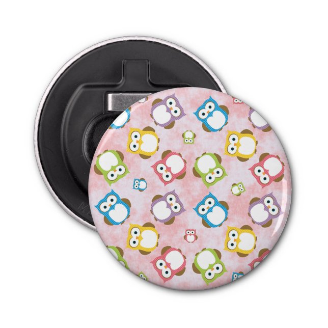 Cute Owls, Owl Pattern, Colourful Owls, Baby Owls Bottle Opener (Front)
