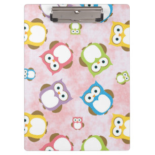 Cute Owls, Owl Pattern, Colourful Owls, Baby Owls Clipboard