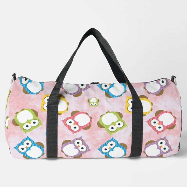 Cute Owls, Owl Pattern, Colourful Owls, Baby Owls Duffle Bag (Front)