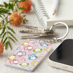Cute Owls, Owl Pattern, Colourful Owls, Baby Owls Key Ring