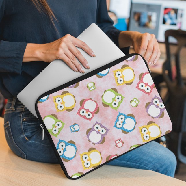 Cute Owls, Owl Pattern, Colourful Owls, Baby Owls Laptop Sleeve (Creator Uploaded)