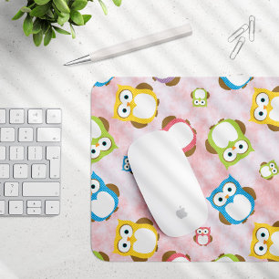 Cute Owls, Owl Pattern, Colourful Owls, Baby Owls Mouse Pad