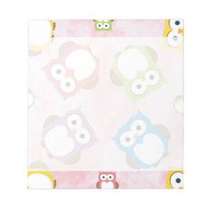Cute Owls, Owl Pattern, Colourful Owls, Baby Owls Notepad