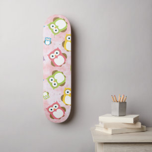Cute Owls, Owl Pattern, Colourful Owls, Baby Owls Skateboard