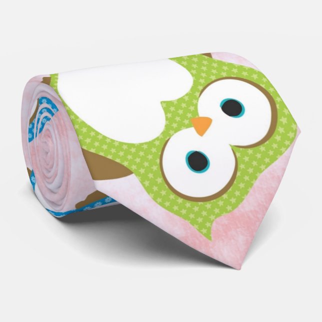 Cute Owls, Owl Pattern, Colourful Owls, Baby Owls Tie (Rolled)