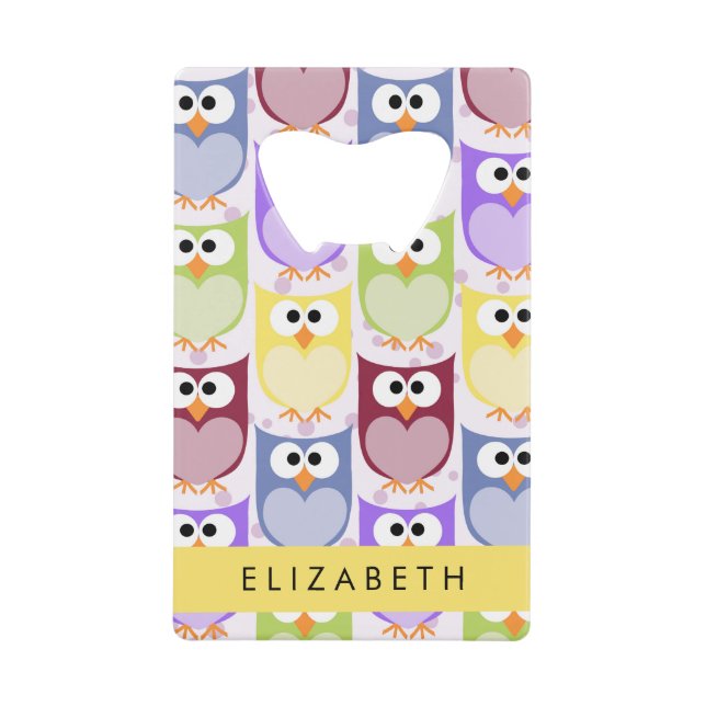Cute Owls, Owl Pattern, Colourful Owls, Your Name (Front)