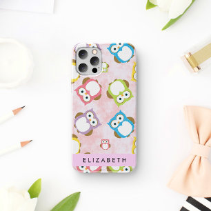 Cute Owls, Owl Pattern, Colourful Owls, Your Name iPhone 16 Case
