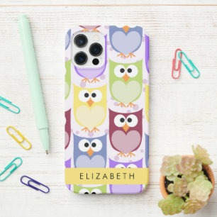 Cute Owls, Owl Pattern, Colourful Owls, Your Name iPhone 12 Pro Case