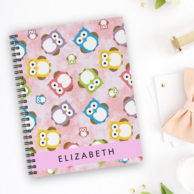 Cute Owls, Owl Pattern, Colourful Owls, Your Name Planner (Creator Uploaded)