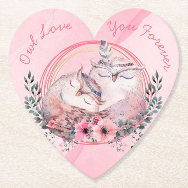 Cute Owls Paper Coaster (Front)