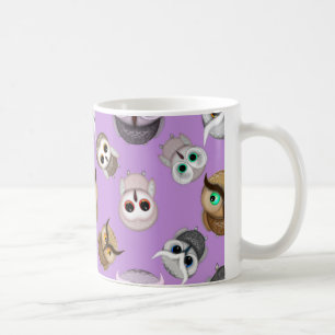 Cute Owls Pattern on Purple Background Coffee Mug