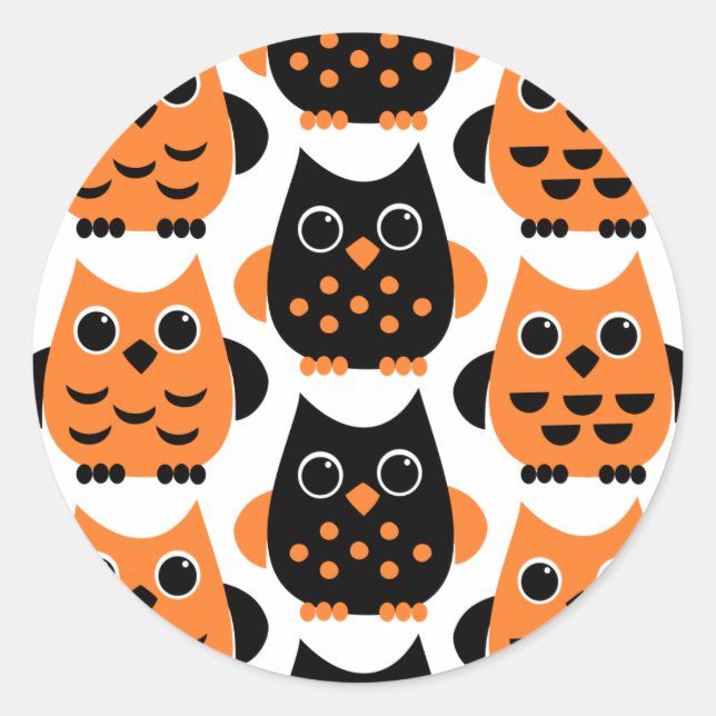 Cute Owls say BOO! Classic Round Sticker (Front)
