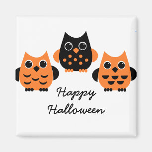 Cute Owls say BOO! Magnet