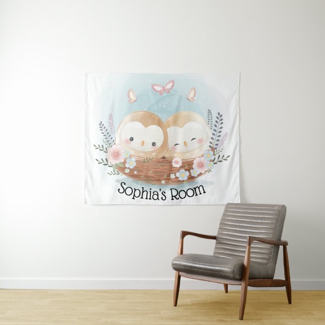 Cute Owls Tapestry (In Situ (Horizontal))