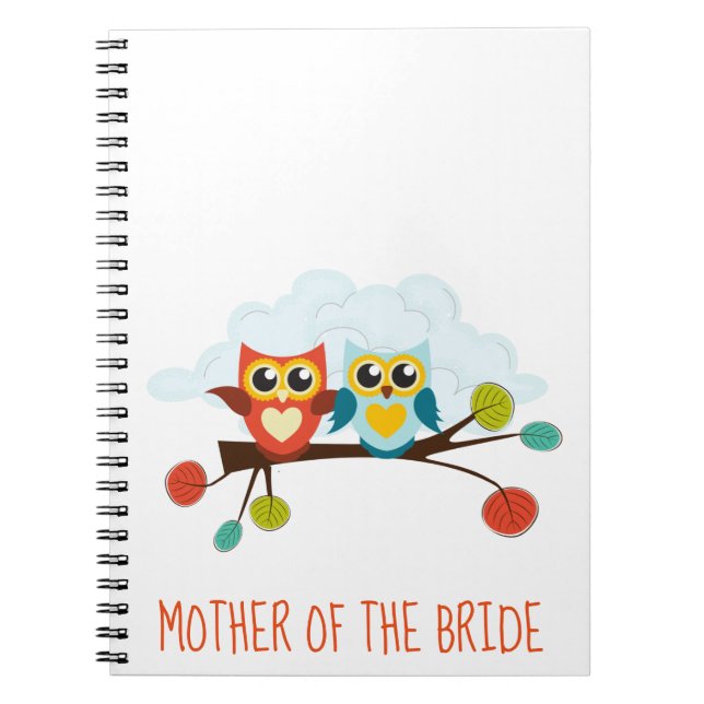 Cute OWLS Themed Wedding Blue Orange Notebook (Front)