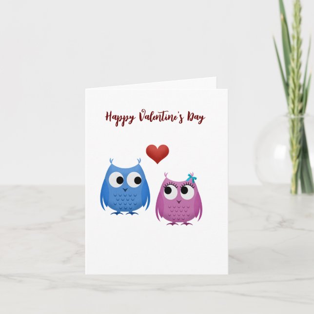 Cute Owls , Valentine's Day  Card (Front)