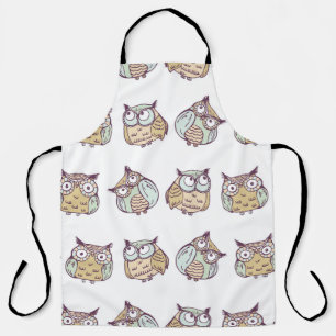 Cute owls: vintage seamless pattern. apron