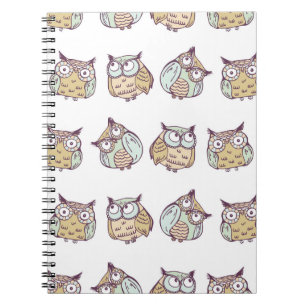 Cute owls: vintage seamless pattern. notebook