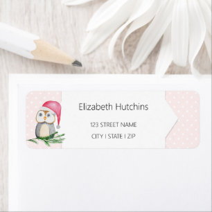 Cute Owls Watercolor Pattern Monogrammed Return Address Label