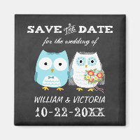 Cute Owls Wedding Chalkboard Style Save the Date