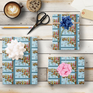 Cute Owls Winter Snowflakes Wrapping Paper Sheet