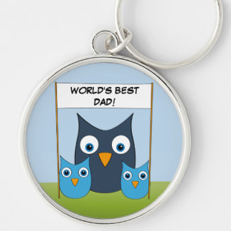 Cute Owls - "World's best Dad!" - Father's Day Key Ring
