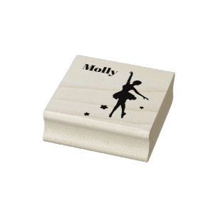 Cute Own Name Ballerina Custom Initial Rubber Stam Stamp