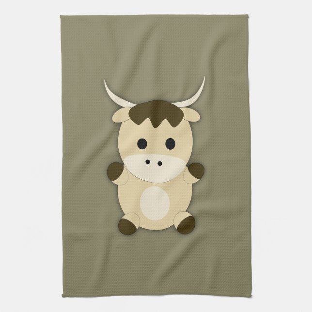 Cute Ox Tea Towel (Vertical)