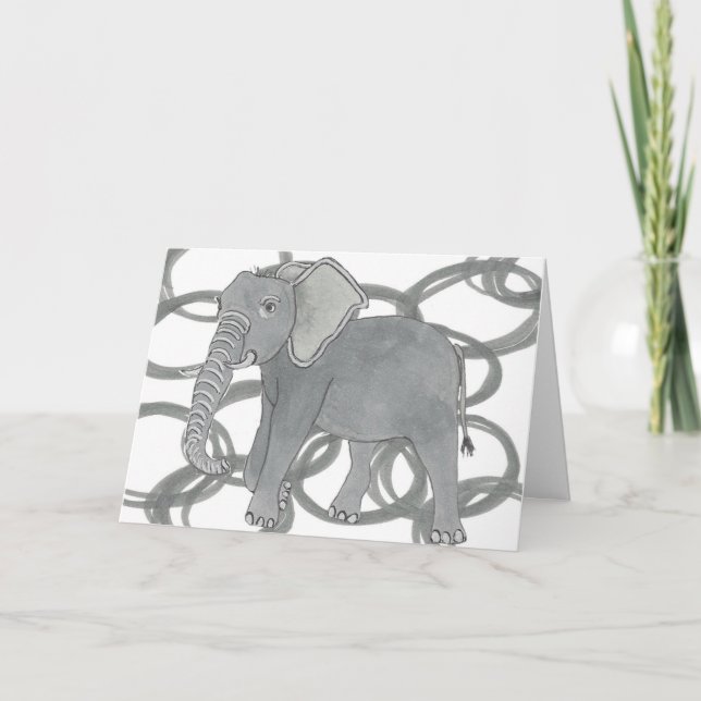 Cute Pach The Elephant - Jumping Through Hoops! Thank You Card (Front)