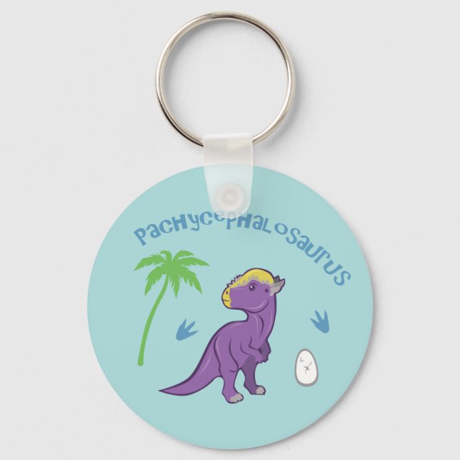 Cute Pachycephalosaurus Key Ring (Front)
