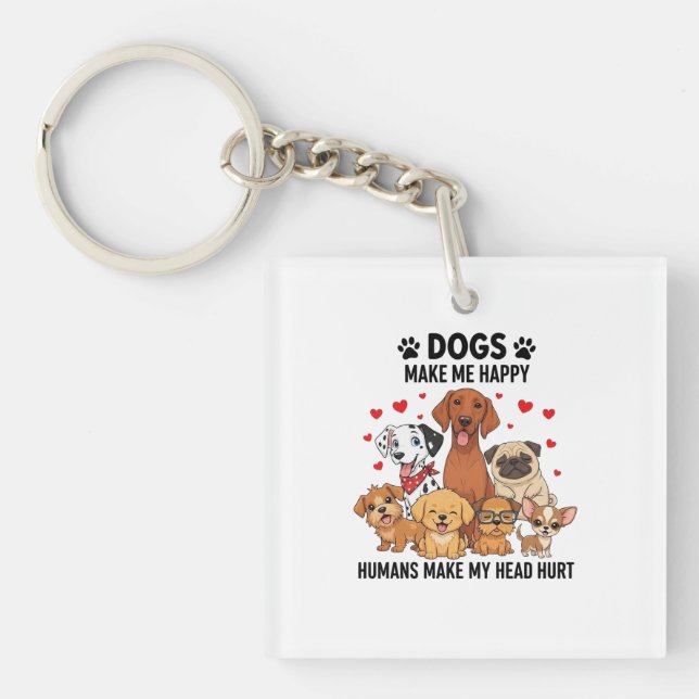 Cute Pack of Happy Dogs Key Ring (Front)
