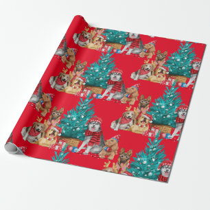 Cute pack of various Dogs cristmas tree Wrapping Paper