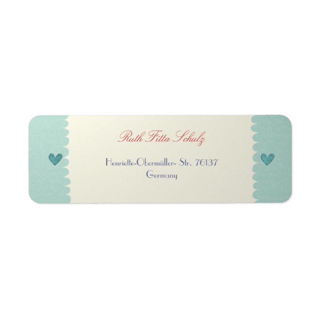 Cute Packaging blue heart adress shipping  Labels (Front)