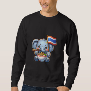 Cute Pad Thai Elephant Chang Thailand Love Noodle Sweatshirt