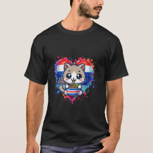 Cute Pad Thai Heart Kitten Thailand Love Cat Noodl T-Shirt
