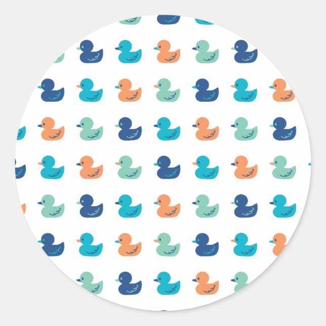 Cute Paddling of Ducks Pattern Classic Round Sticker (Front)