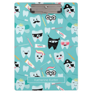 Cute Paediatrics Dental Practice Tooth Pattern Clipboard