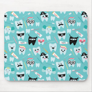 Cute Paediatrics Dental Practice Tooth Pattern Mouse Pad