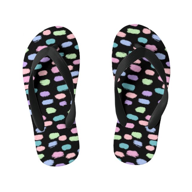 Cute Paint Dabs Multicolor Pattern Kid's Thongs (Footbed)
