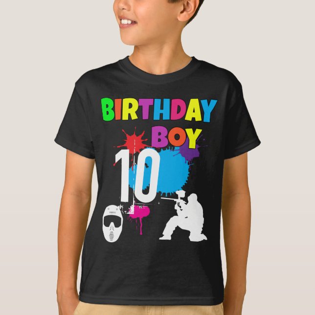 Cute Paintball Colorful Birthday Boy Custom T-Shirt (Front)