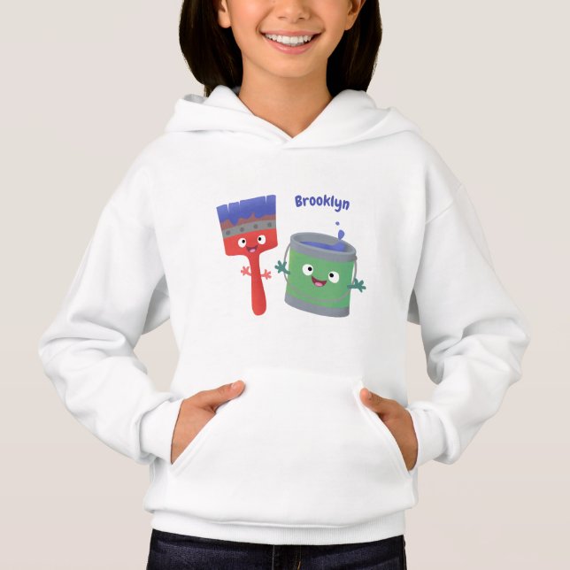 Cute paintbrush and paint cartoon characters (Front)