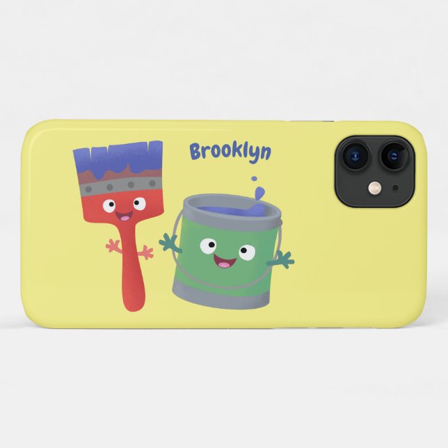 Cute paintbrush and paint cartoon characters Case-Mate iPhone case (Back (Horizontal))